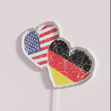 Load image into Gallery viewer, Neon American German flag heart symbol international friendship cultural decor light