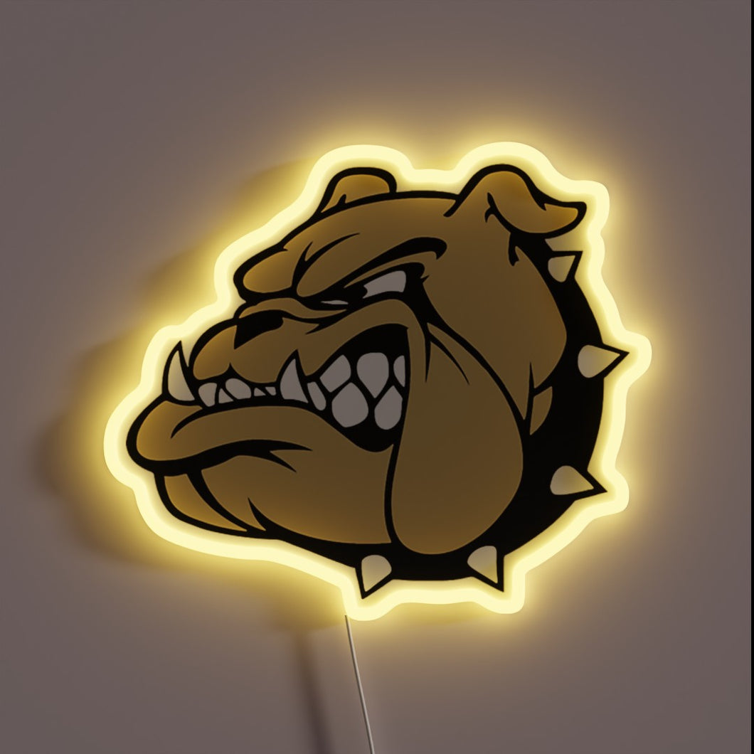 A bold neon depiction of the USMC Bulldog — fierce, proud, and glowing with golden intensity. Perfect symbol of strength and loyalty.