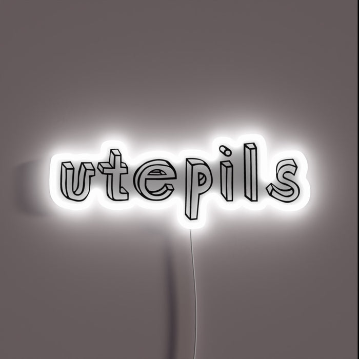 Vibrant Utepils branding with customizable RGB color changing neon display