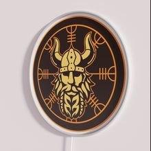 Load image into Gallery viewer, Vintage Nordic inspired Valhalla Viking Helm of Awe Neon Sign