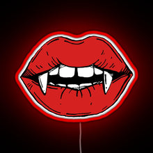 Load image into Gallery viewer, Vampire red lips on black background RGB neon sign red