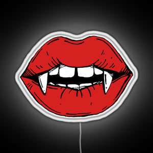 Vampire red lips on black background RGB neon sign white 