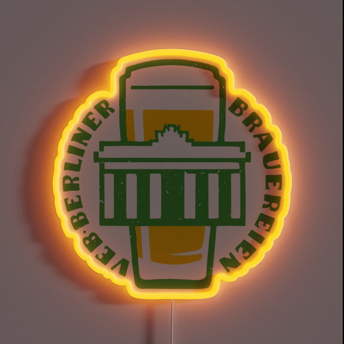 RGB Neon Sign, Illuminating Iconic Branding for VEB Berlin Breweries