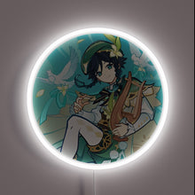 Load image into Gallery viewer, Venti Genshin Impact neon sign with white glow.