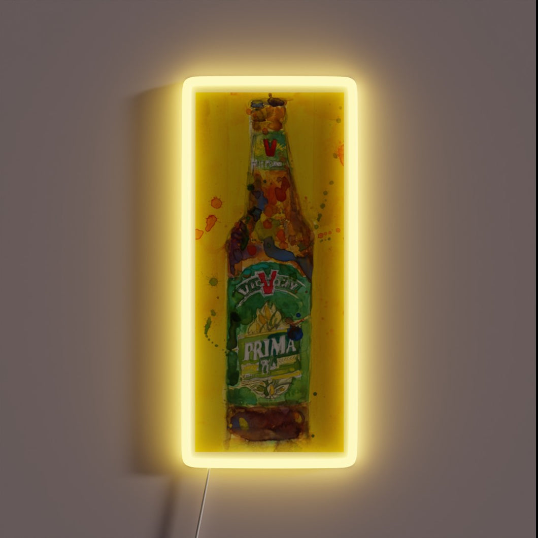 Neon Prima Pils beer art logo lights up home bar