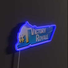 Load image into Gallery viewer, Victory Royale RGB neon sign, side view lit showing the depth of the acrylic sign