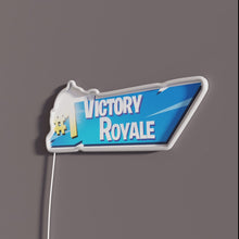 Load image into Gallery viewer, Victory Royale RGB neon sign, side view with lights off showing acrylic backing and LED tube