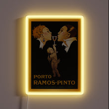 Load image into Gallery viewer, Vintage advertisement poster of Porto Ramos Pinto with glowing neon accents