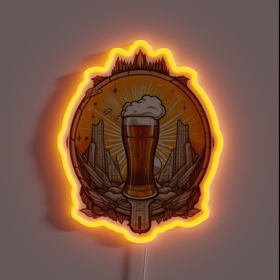 Retro Beer Bar Decor with Vibrant LED Neon Sign Illumination