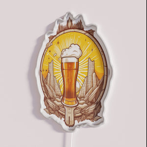Retro Bar Decorations Vintage Beer Sign with Neon RGB Lighting