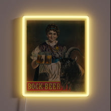 Load image into Gallery viewer, Vintage collectible poster advertisement featuring a bock beer maiden.