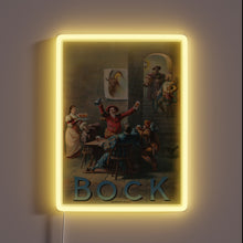 Load image into Gallery viewer, Vintage German-style Bock beer advertisement featuring traditional Bavarian aesthetic elements.