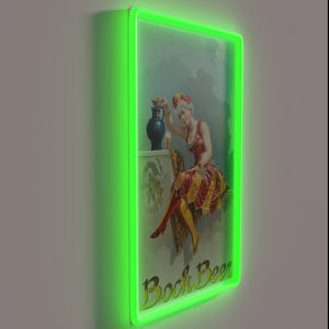 Vintage-inspired Bock Beer poster art decorates your bar or game room.