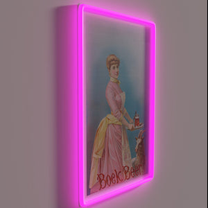 Vintage Style Bock Beer Poster with Neon Color Accents