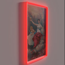 Load image into Gallery viewer, Vintage beer advertisement poster replica in bold RGB neon lighting