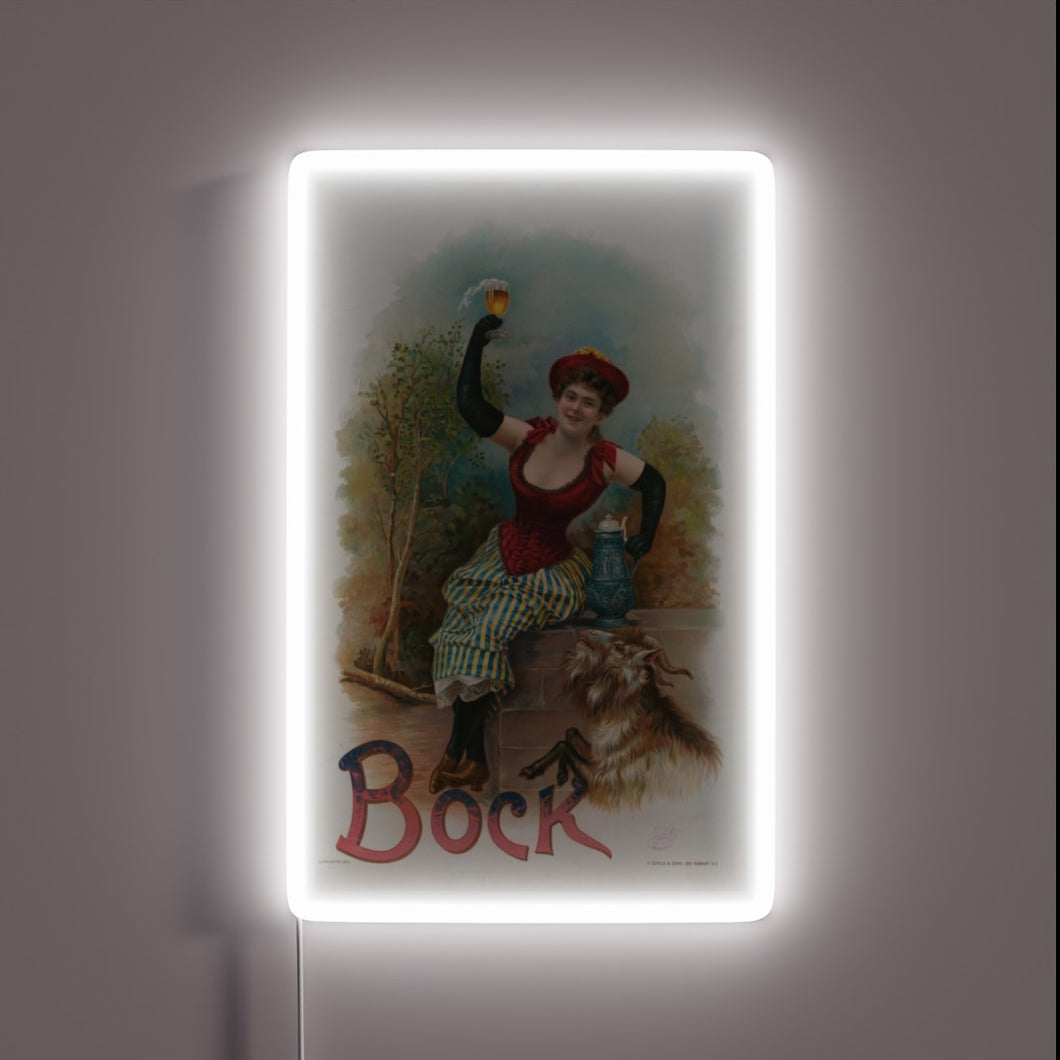 Vintage Bock Beer Sign: Classic German-Style Ad featuring a Goat