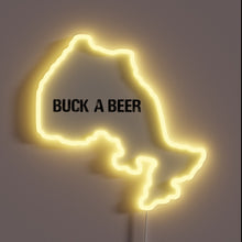 Load image into Gallery viewer, Retro Buck a Beer Ontario Canada Map with Neon Accents