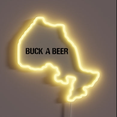 Retro Buck a Beer Ontario Canada Map with Neon Accents