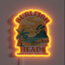 Load image into Gallery viewer, Retro inspired Burleigh Heads design with vibrant RGB neon lighting