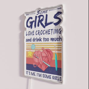 Retro Vibes Neon Sign for Crochet Enthusiasts with Dark Humor Theme
