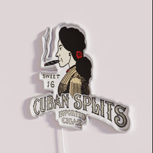 Load image into Gallery viewer, Vintage-inspired Cuban cigar branding with colorful remix LED signage artwork