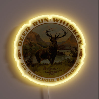 Retro style whiskey bar decor with buffalo and deer logo