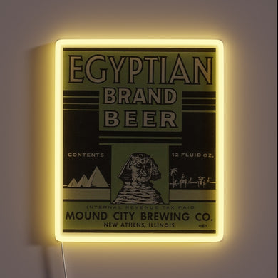 Vibrant Neon Sign Advertises Vintage Egyptian Style Beer in Missouri