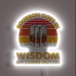 Bourbon Connoisseur's Wise Whiskey Enthusiast Distilled Knowledge in Neon Letters