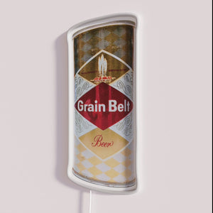 Vintage-style neon grain belt beer can decorative rgb illuminated sign