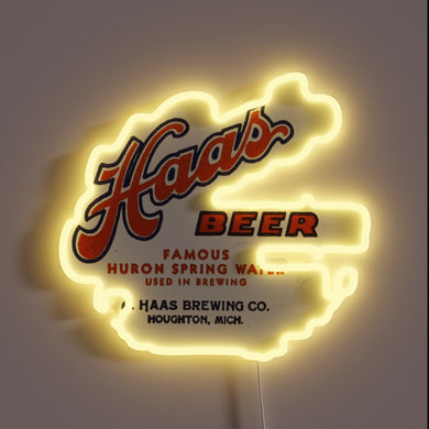 Retro Neon Sign advertising Vintage Haas Beer from Haas Brewing Co.