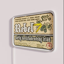 Load image into Gallery viewer, Handcrafted imported beer label inspired vintage style rgb neon bar decor.