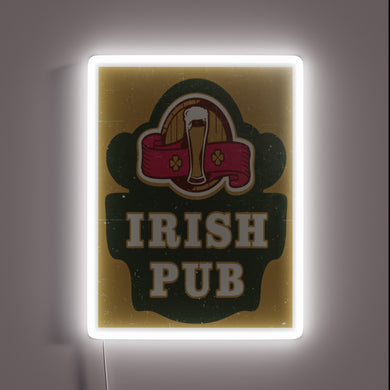 Authentic replica of a vintage Irish pub's classic illuminated signage.