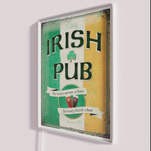 Load image into Gallery viewer, Retro inspired Irish pub decor with colorful neon lighting accents.