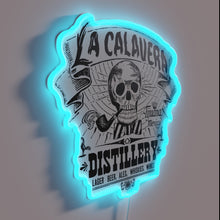 Load image into Gallery viewer, Elegant vintage-inspired Mexican distillery neon sign with colorful RGB illumination