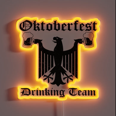 Cheerful retro LED neon sign featuring Oktoberfest drinking team colors