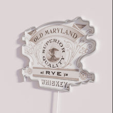 Load image into Gallery viewer, Neon Bar Decor with Vintage Maryland Rye Whiskey Distilled Excellence Sign