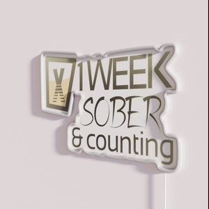 One week sober milestone celebration vintage style neon sign decoration