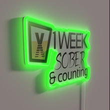 Load image into Gallery viewer, Vintage one week sober milestone achievement neon glow wall decoration