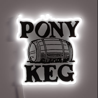 Add retro flair with this glowing vintage pony keg sign.