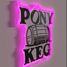 Load image into Gallery viewer, Retro vintage pony keg bar pub decor illuminated sign glow.
