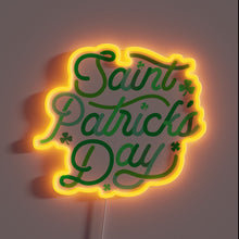 Load image into Gallery viewer, Retro-Style Green Typographic Neon Sign Celebrating Lucky Saint Patrick's Day