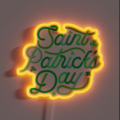 Retro-Style Green Typographic Neon Sign Celebrating Lucky Saint Patrick's Day