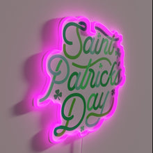 Load image into Gallery viewer, Vintage Celtic-inspired St. Patrick's Day green typography neon light decor.