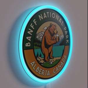 Retro Inspired Banff Mountain Landscape Decorative Neon Wall Art Sign