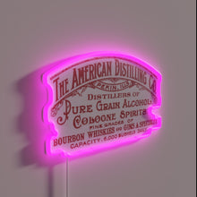 Load image into Gallery viewer, Vintage-style The American Distilling Company Pekin Illinois RGB lit neon sign