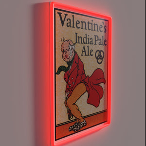 Vintage India Pale Ale beer logo in glowing RGB neon lights
