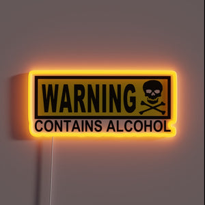 Caution: Brightly Colored Neon Sign with Warning of Alcohol Content