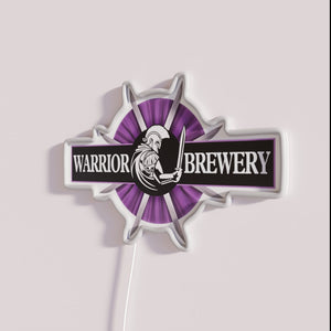 RGB Neon Sign Displaying Warrior Brewery Logo with Colorful Vibrancy