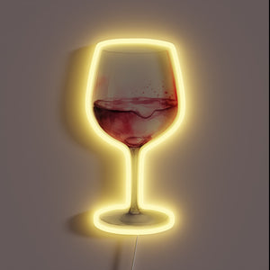 Neon Sign Art Print: Colorful Glass of Red Wine Design