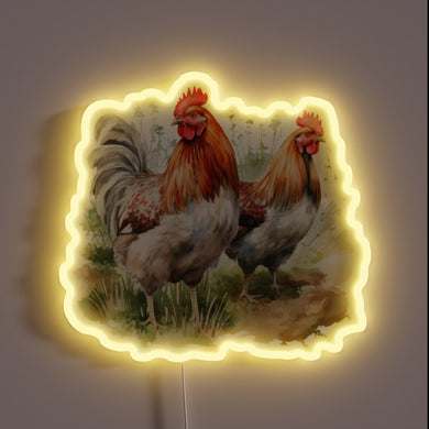 Vintage farmhouse charm in bright RGB neon watercolor design.